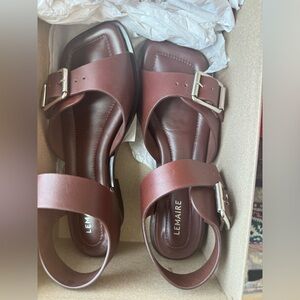 Lemaire 35 square heel sandals in chocolate brown size 37